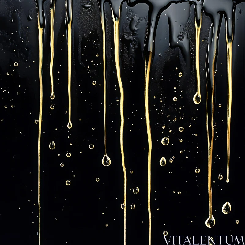 AI ART Golden Liquid on Dark Canvas