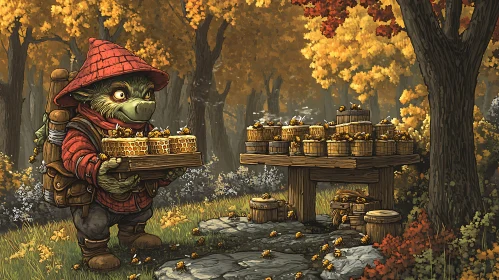 Autumnal Honey Troll Illustration