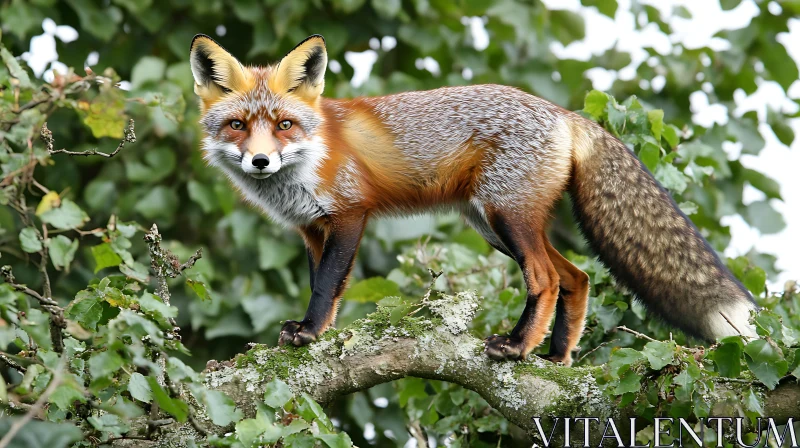 Red Fox in Verdant Setting AI Image