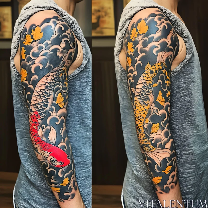 AI ART Elegant Koi Fish Sleeve Tattoo Art