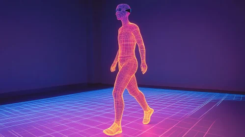 VR Metaverse Wireframe Person