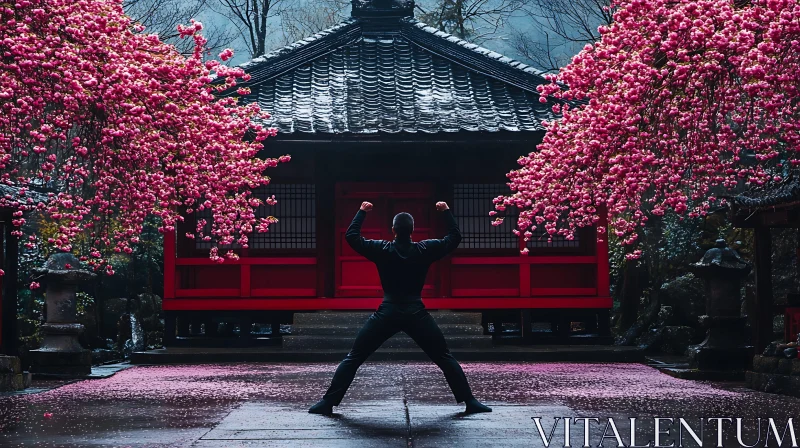 AI ART Victorious Silhouette at Japanese Temple