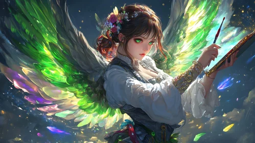 Celestial Painter with Wings of Light