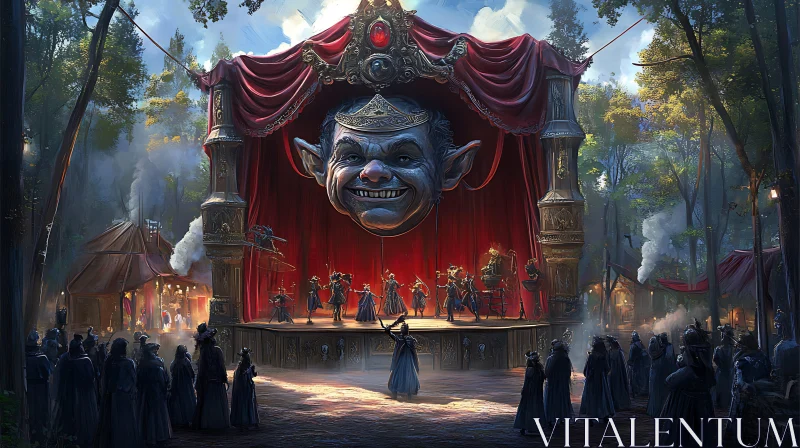 Whimsical Forest Stage Show Illustration AI Image