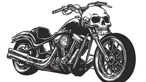 Monochrome Motorcycle with Skull Detail