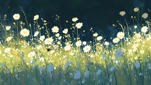 White Daisies in a Summer Meadow