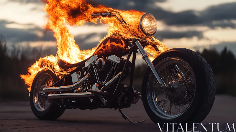 Burning Motorcycle: A Fiery Spectacle AI Image