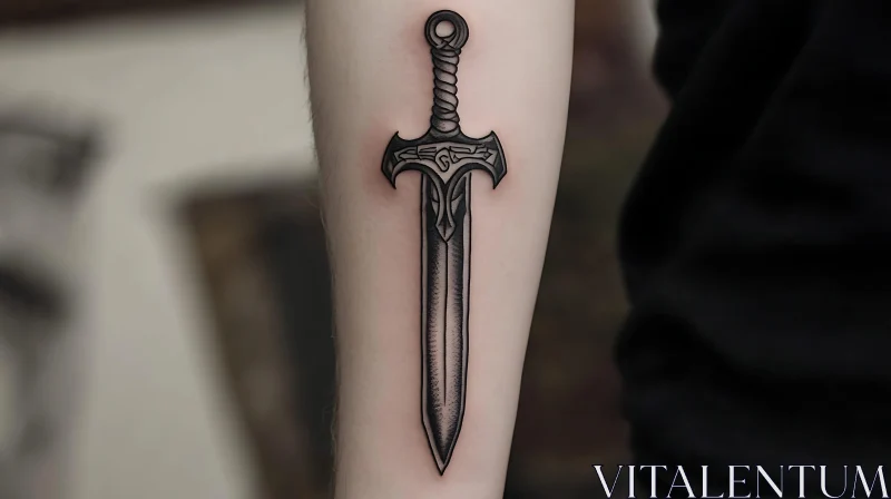 Black Ink Sword Tattoo Design AI Image