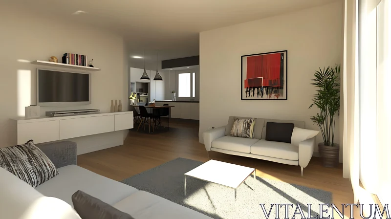 Contemporary Home Interior with Art AI Image