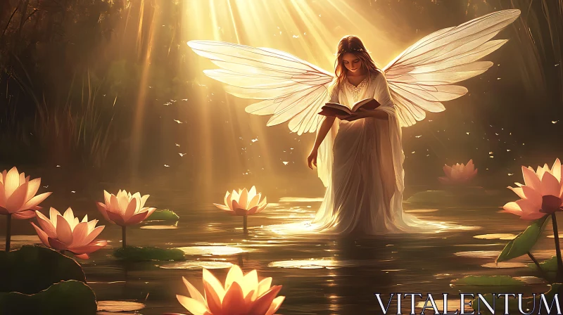 Ethereal Angel in Golden Light AI Image