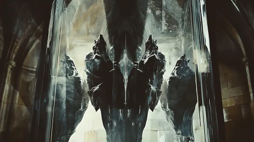 Stone Wolves Encased in Glass