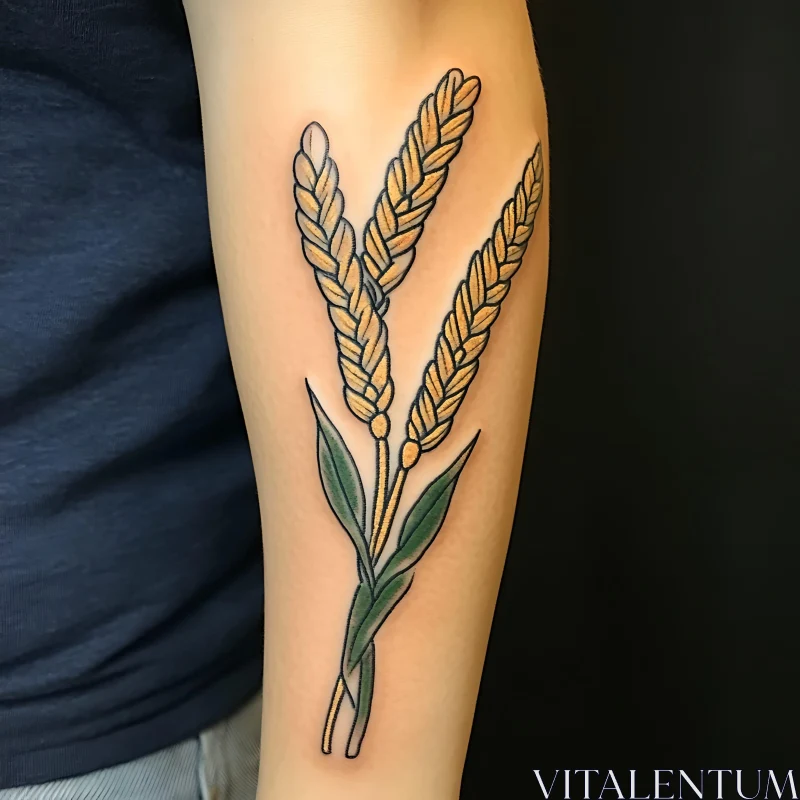 Botanical Wheat Stalk Tattoo Art AI Image