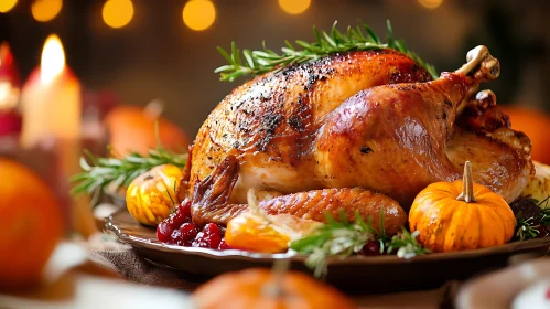 Festive Thanksgiving Turkey with Pumpkins