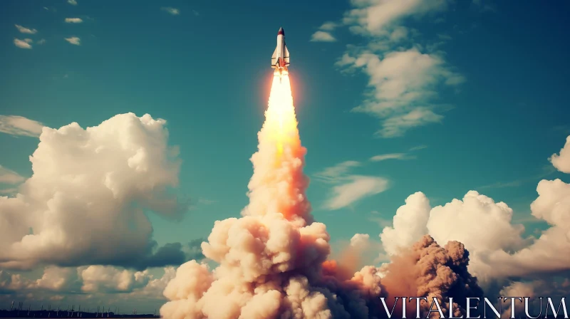 Captivating Rocket Launch with Processed Imagery and Historical Accuracy AI Image