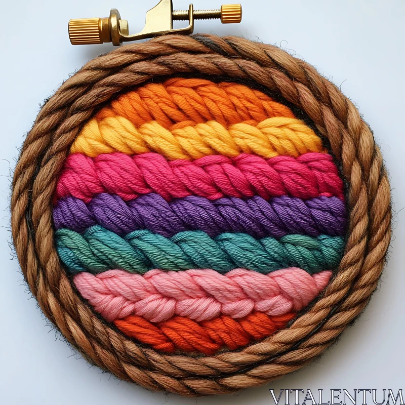 Colorful Woven Yarn Circle AI Image