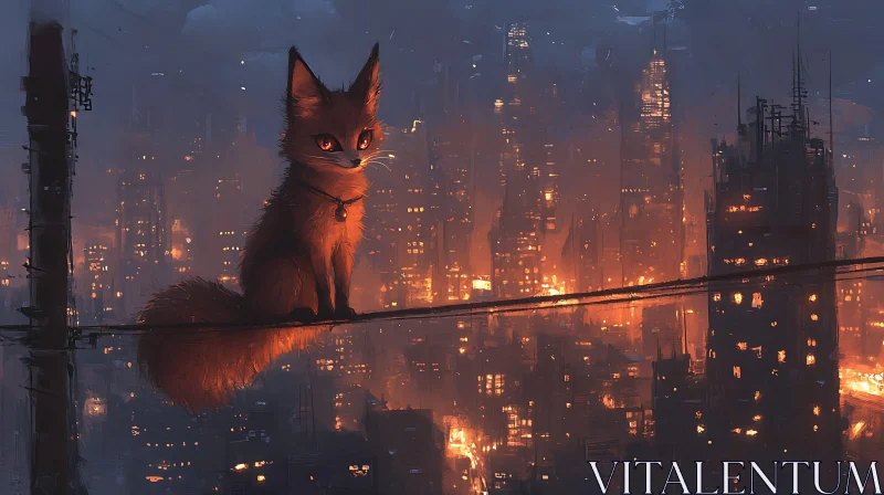 Urban Fox on Wire AI Image