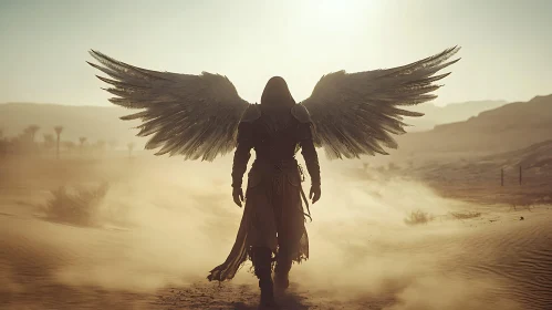 Winged Warrior in Sandy Expanse