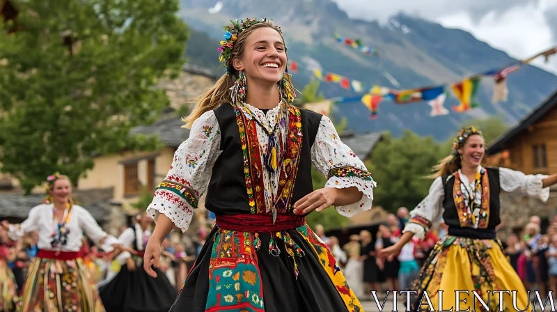 Women Dancing in Traditional Clothes AI Image