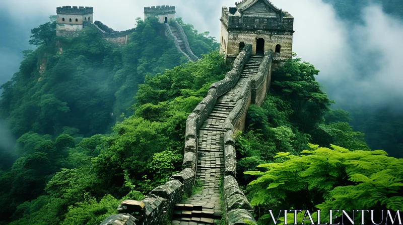 Delicate Fantasy Worlds Along the Magnificent Great Wall of China AI Image