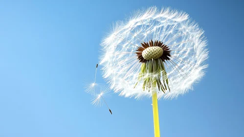 Dandelion Seeds Floating Away Beneath Clear Blue Sky