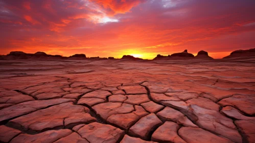 Mesmerizing Sunset in Utah: A Surreal Landscape of Cracked Desert Floor