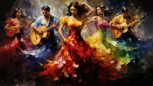 Santo Domingo Wall Art: Flamenco Dance in Colorful Fantasy