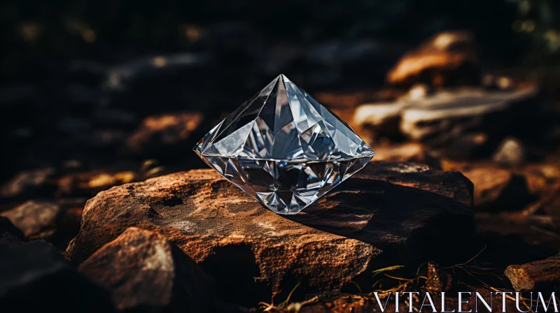 AI ART Surrealistic Diamond on Rock: A Play of Light and Shadow