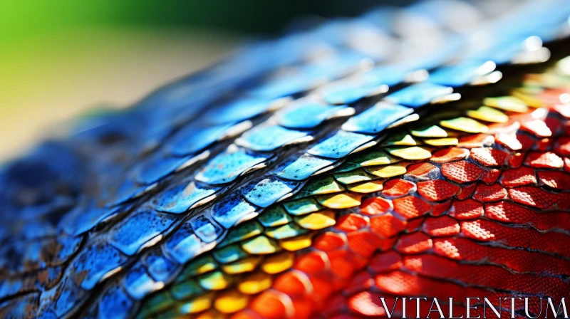 Vivid Feather Art on Snake Skin - A Fusion of Primary Colors AI Image