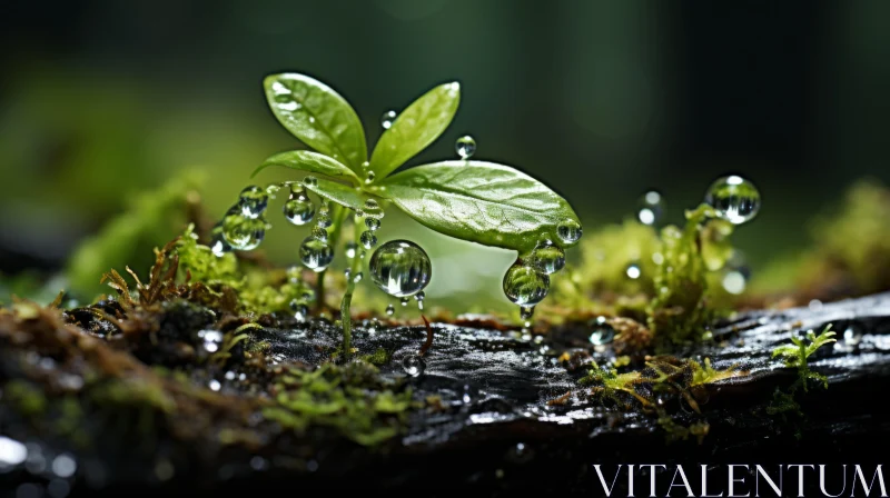 Water Droplets on Plant: An Alchemical Symbolism AI Image