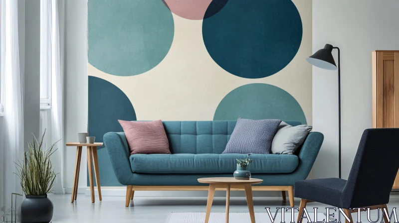 Turquoise Sofa in Modern Interior AI Image