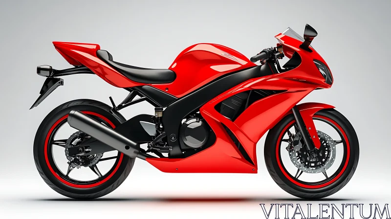 Vivid Red Sport Motorcycle AI Image