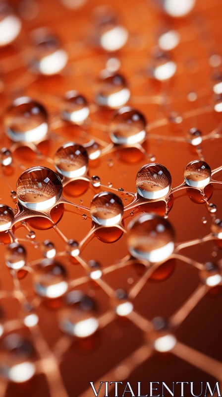 3D Water Drops on Orange Background: A Macro Perspective of Technological Marvel AI Image