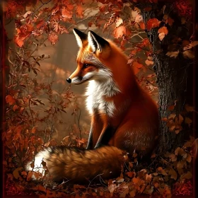 Red Fox in the Fall Foliage