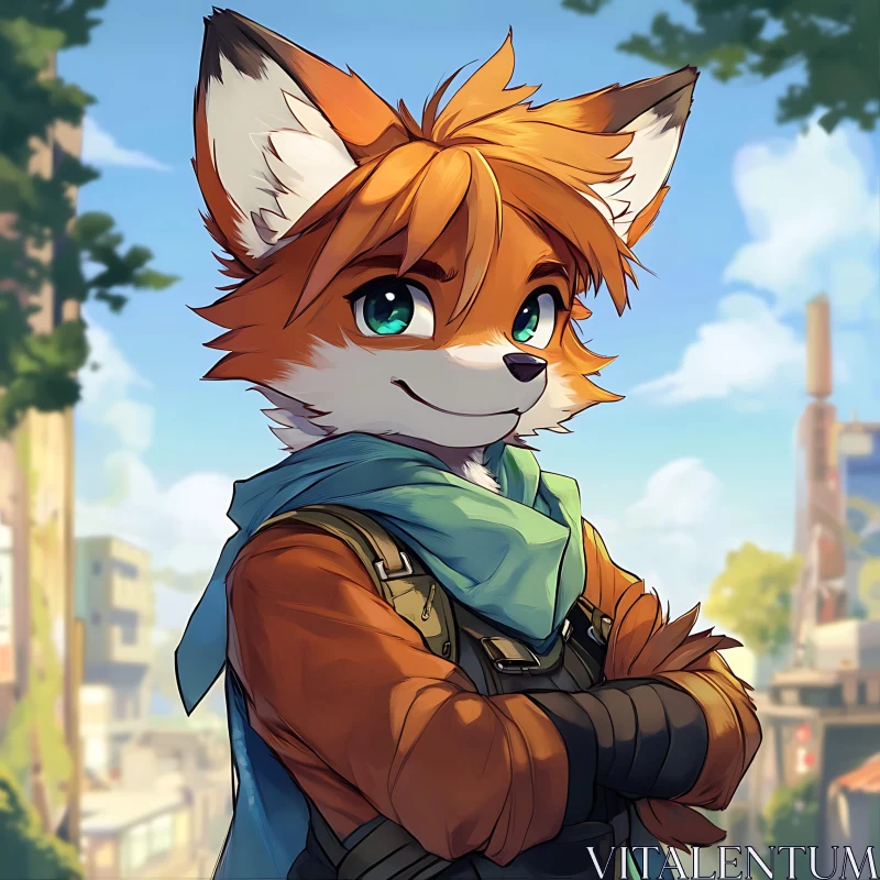 Anthropomorphic Fox Portrait AI Image