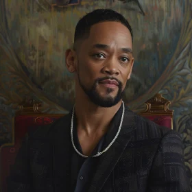 Will Smith Portrait with Artistic Background