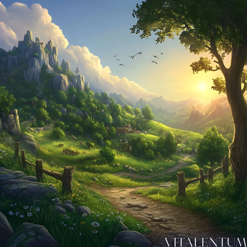 AI ART Scenic Vista of a Mountain Valley