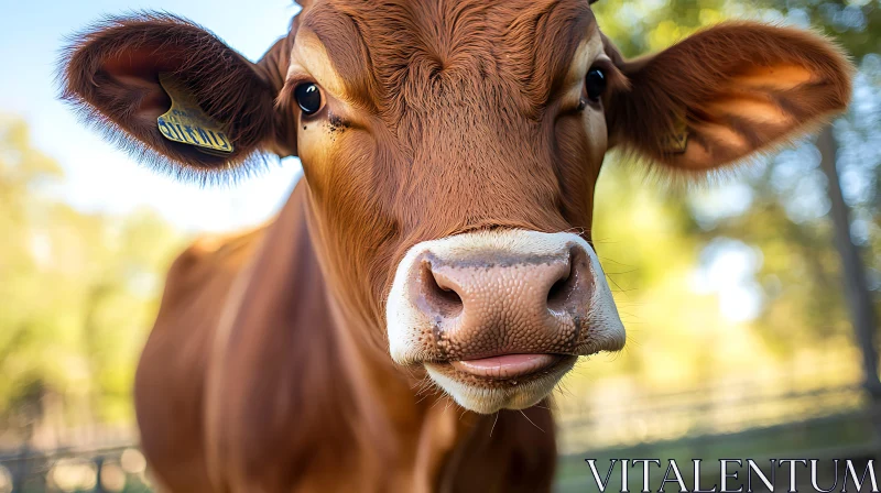 Close-Up of a Brown Cow Face AI Image