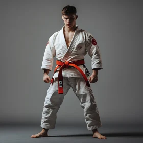 Young Man in Martial Arts Uniform