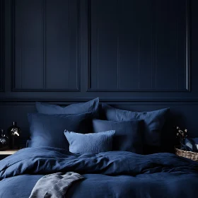 Serene Blue Bedroom with Cozy Bedding