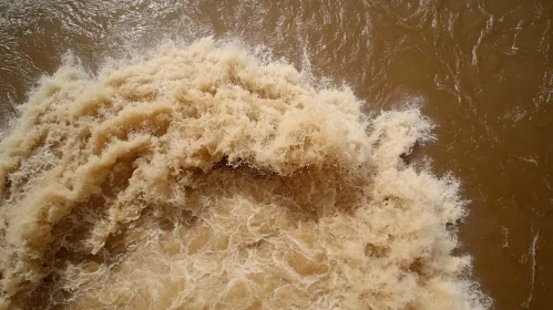 Surging River Water Captured from Above