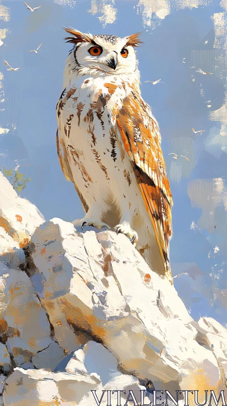 Imposing Owl in Nature Setting AI Image