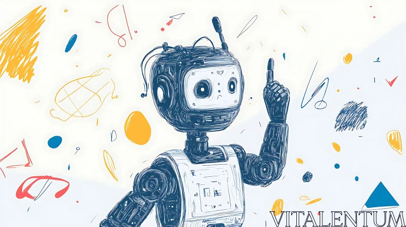 AI ART Creative Robot Illustration on White Background