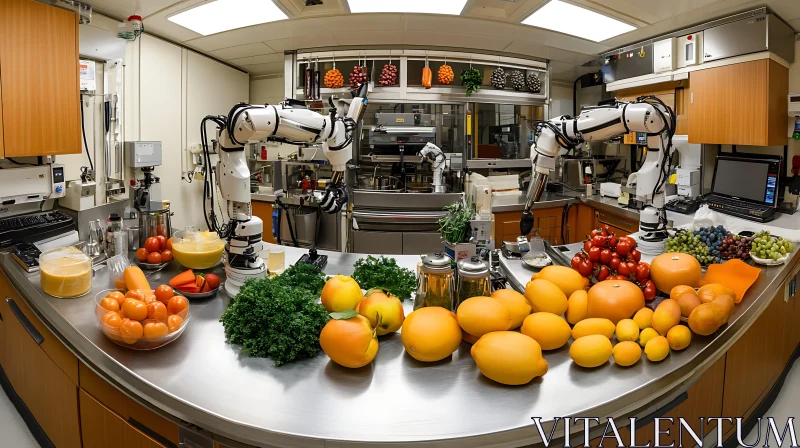 Fruits and Vegetables Prepared by Robots AI Image