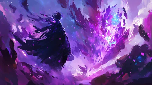 Abstract Figure in a Purple Dreamscape