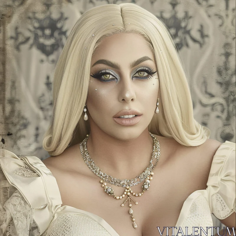 AI ART Regal Lady Gaga in Exquisite Makeup and Fashion