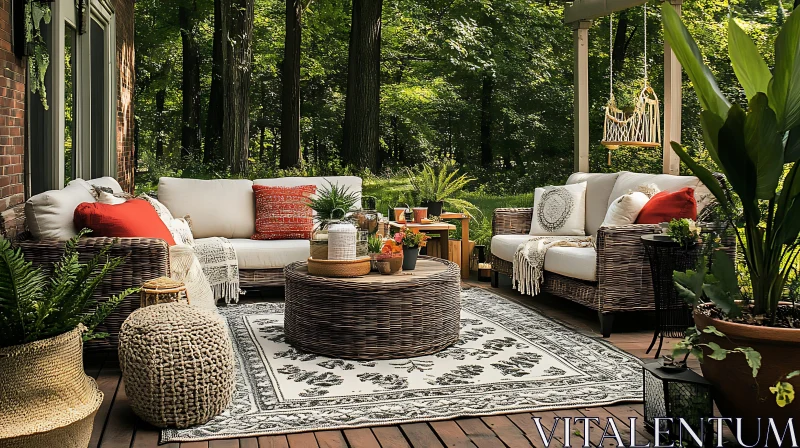 Serene Patio Retreat with Comfortable Seating AI Image