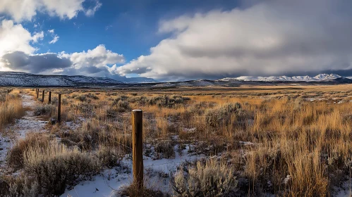 Snowy Field and Cloudy Sky