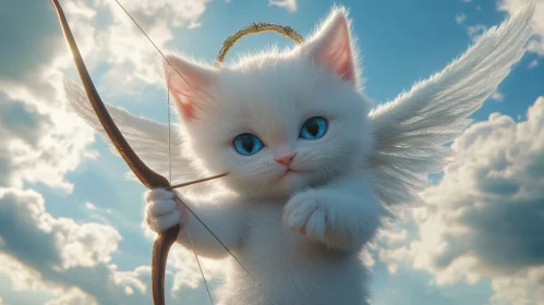 Angel Kitten Archer in the Sky