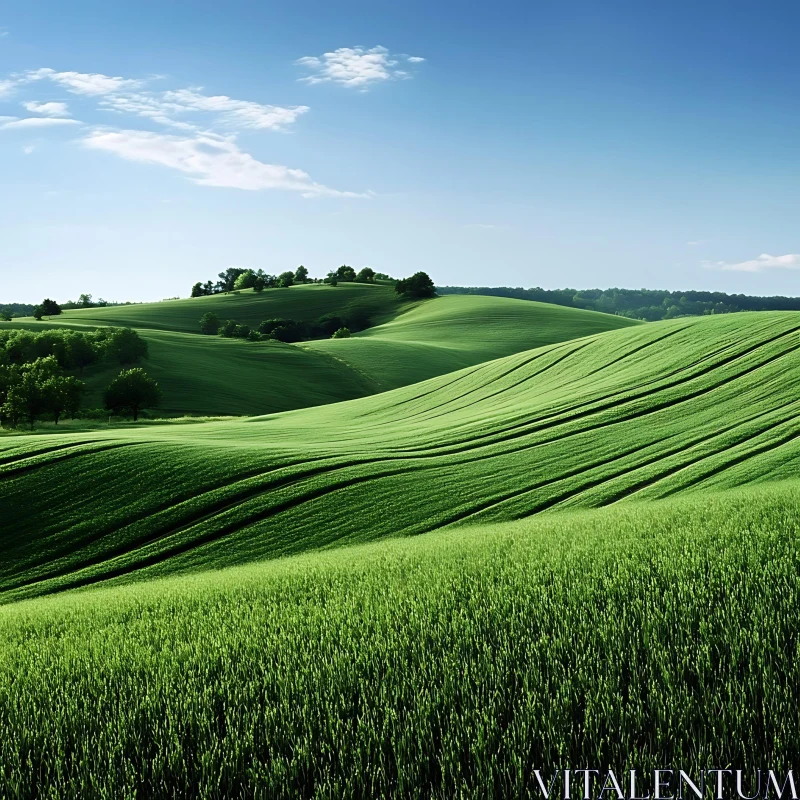 Rolling Green Hills Landscape AI Image