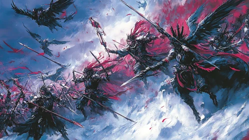 Winged Warriors Clash Painting